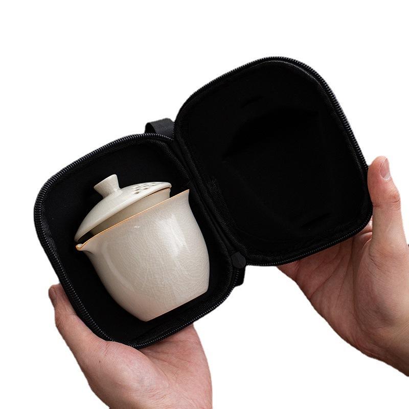Small Fresh Travel Tea Set, Convenient Storage Bag, Ceramic Express Cup, Two or Three Cups of Tea Cans