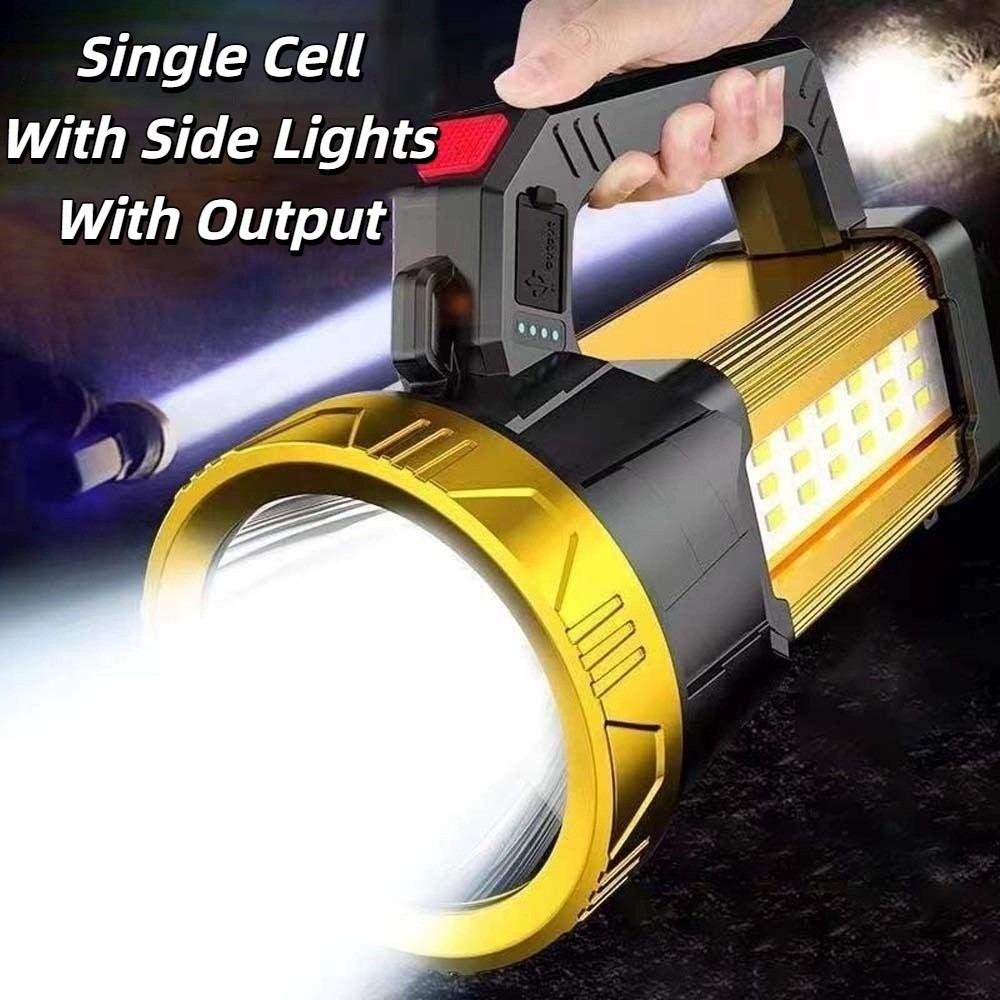 Dimmable Camping Searchlight with Side Lights Powerful Handheld Lantern Handheld Spotlight  Hiking