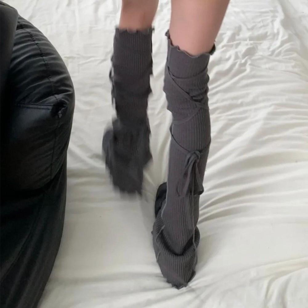 Stringy Selvedge Balletcore Leg Warmers Strappy Boots Cover Y2K Loose Socks Foot Cover  Women