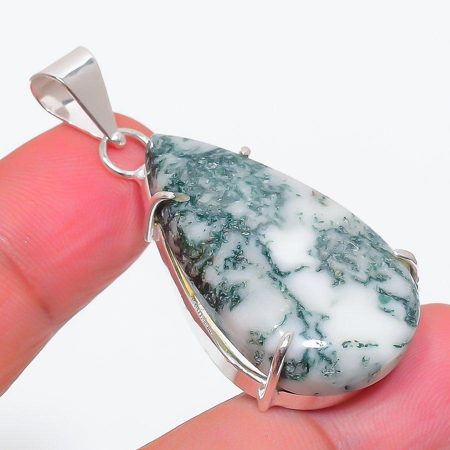 

Natural Tree Agate Gemstone 925 Sterling Silver Jewelry Pendant 1.85 A3e93