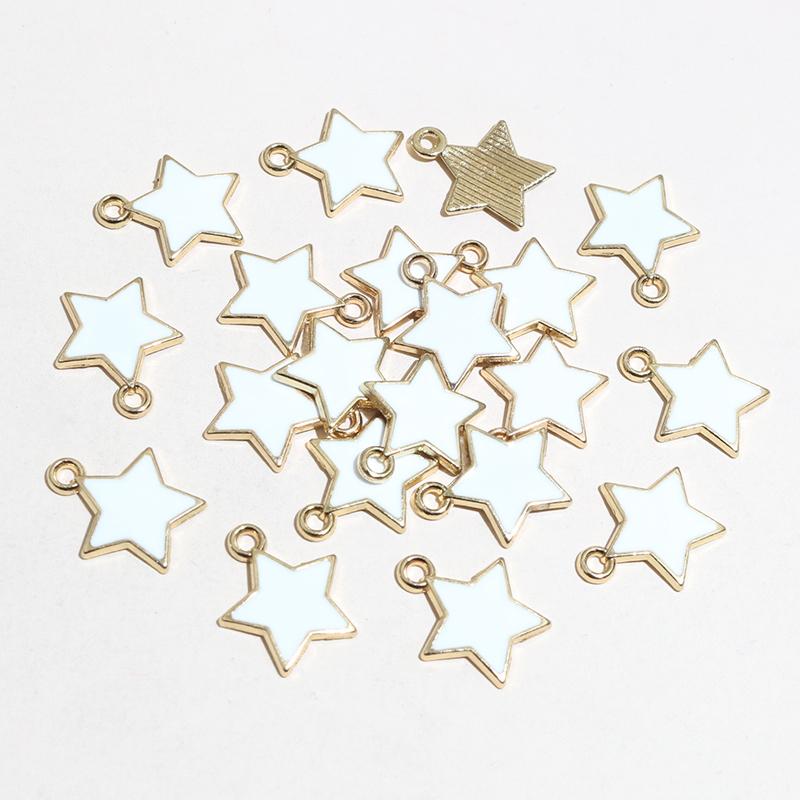 50pcs 14x12mm Enamel Star Charms Pendant Alloy Metal DIY Jewelry Making Accessories Findings for Earrings Necklace Bracelet