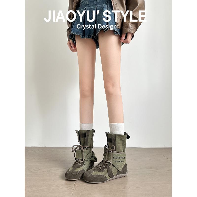 

Натуральная кожа~ Jiaoyu ретро круглый носок средняя голень немецкие тренировочные короткие ботинки чувство дизайна ботинки Мартина шнуровка локомотивные боксерские ботинки 40