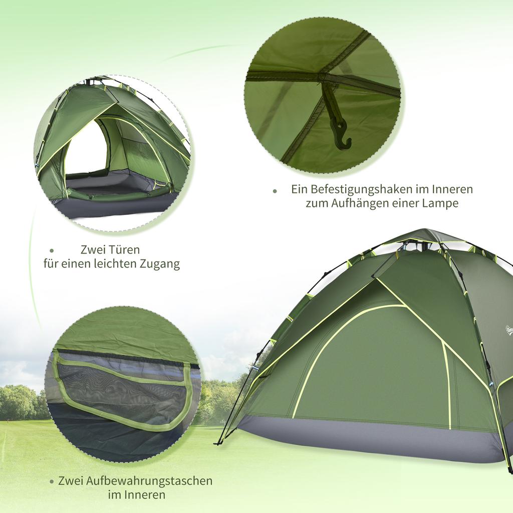 Tenda da campeggio per 3 persone Tenda automatica pop-up Portatile a doppio strato per festival Escursionismo Viaggi in famiglia Riparo