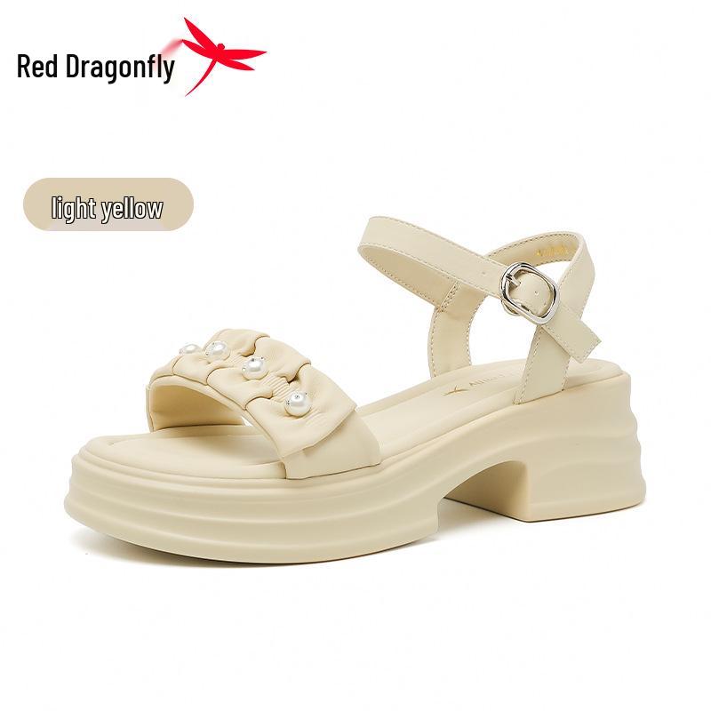 Женские комфортные сандалии Red Dragonfly с эффектом увеличения роста - Новая летняя мода 2026 39 светло-желтого