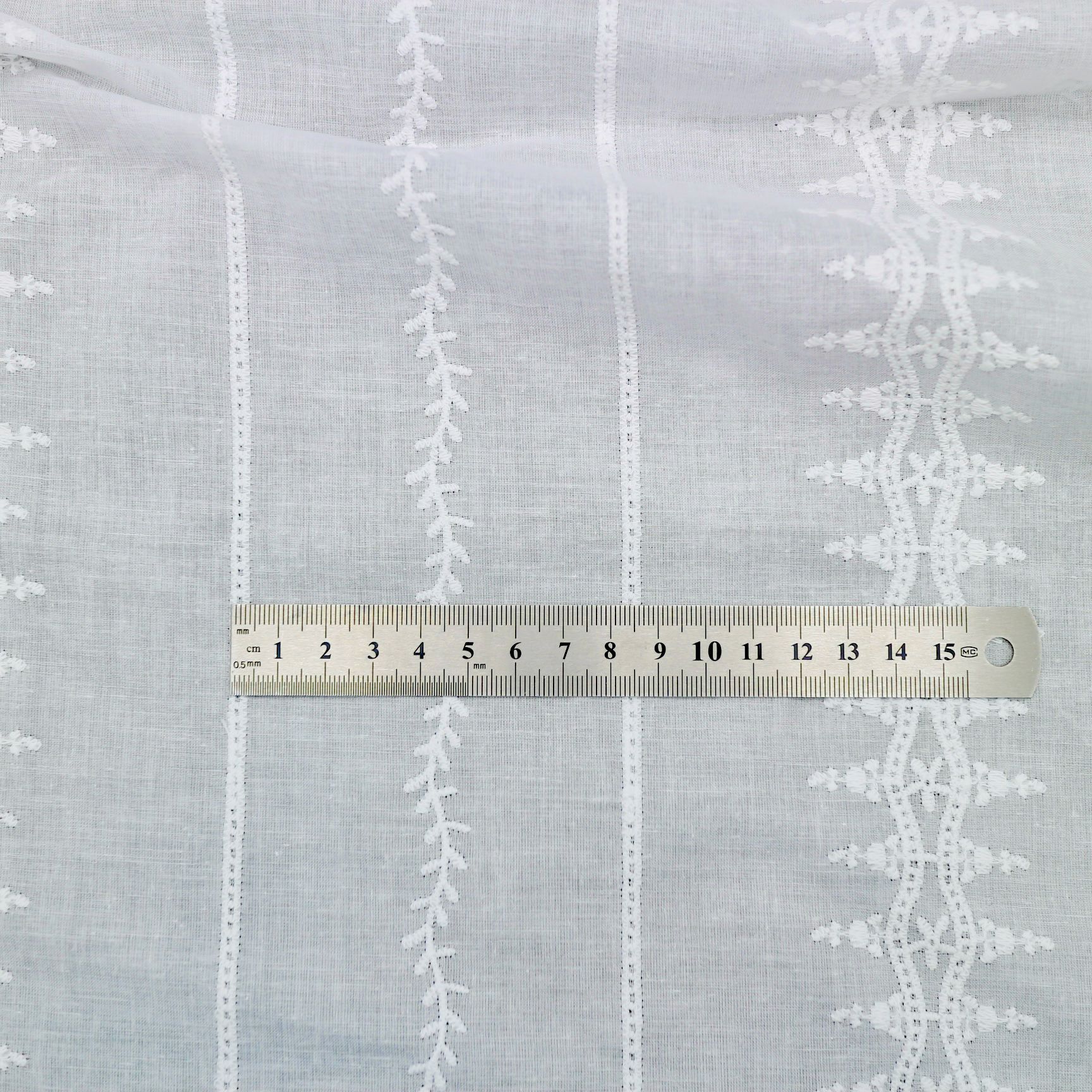 Cotton Cloth White Lace Horizontal Strip Embroidery Fabric Home Textile Cloth Curtain Dress Shirt Clothing Fabric Accessories 4917039