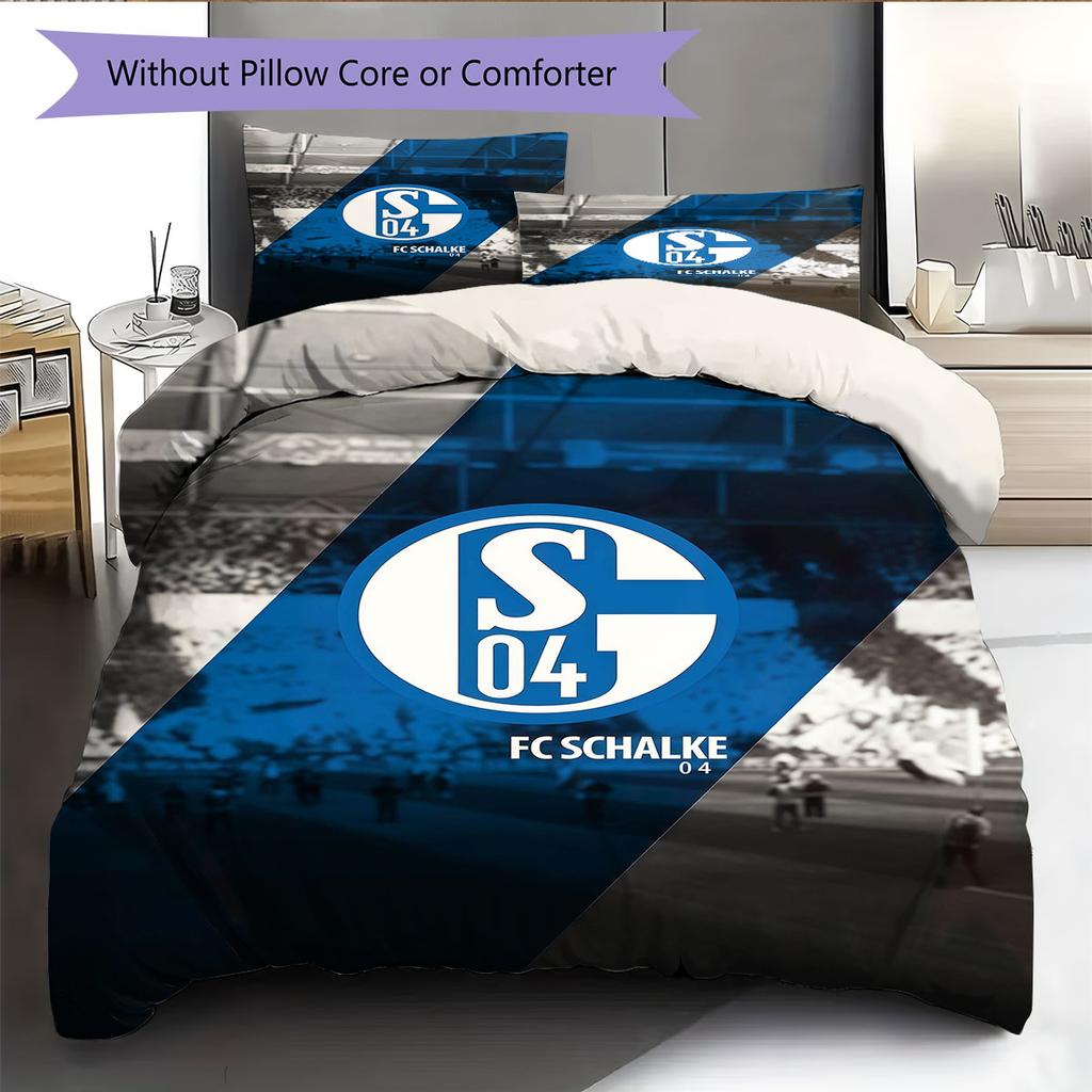 FC Schalke 04 Set Copripiumino Trapuntato Federa Decorazione per la Casa Regalo di Compleanno (1 * copripiumino + 2 * federa, senza nucleo)