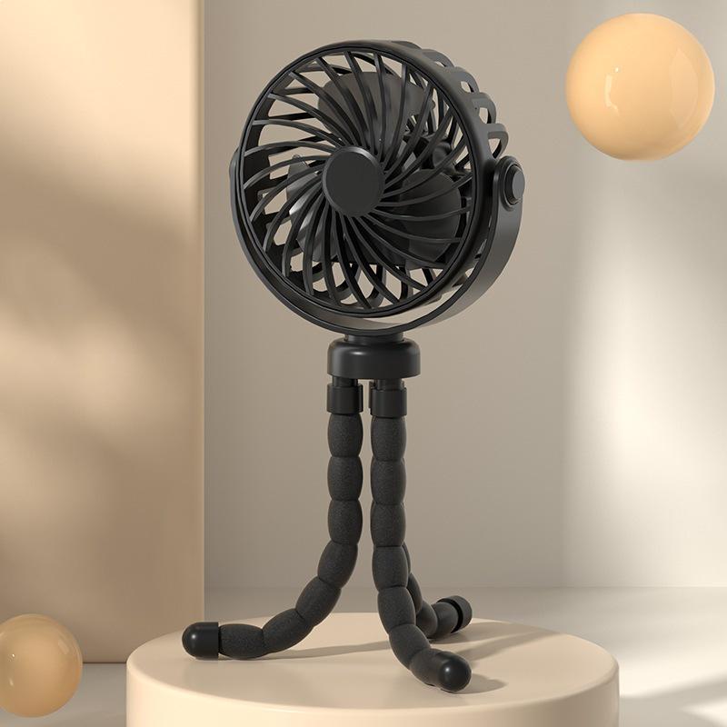 Octopus Digital Display Folding Handheld USB Rechargeable Mini Fan