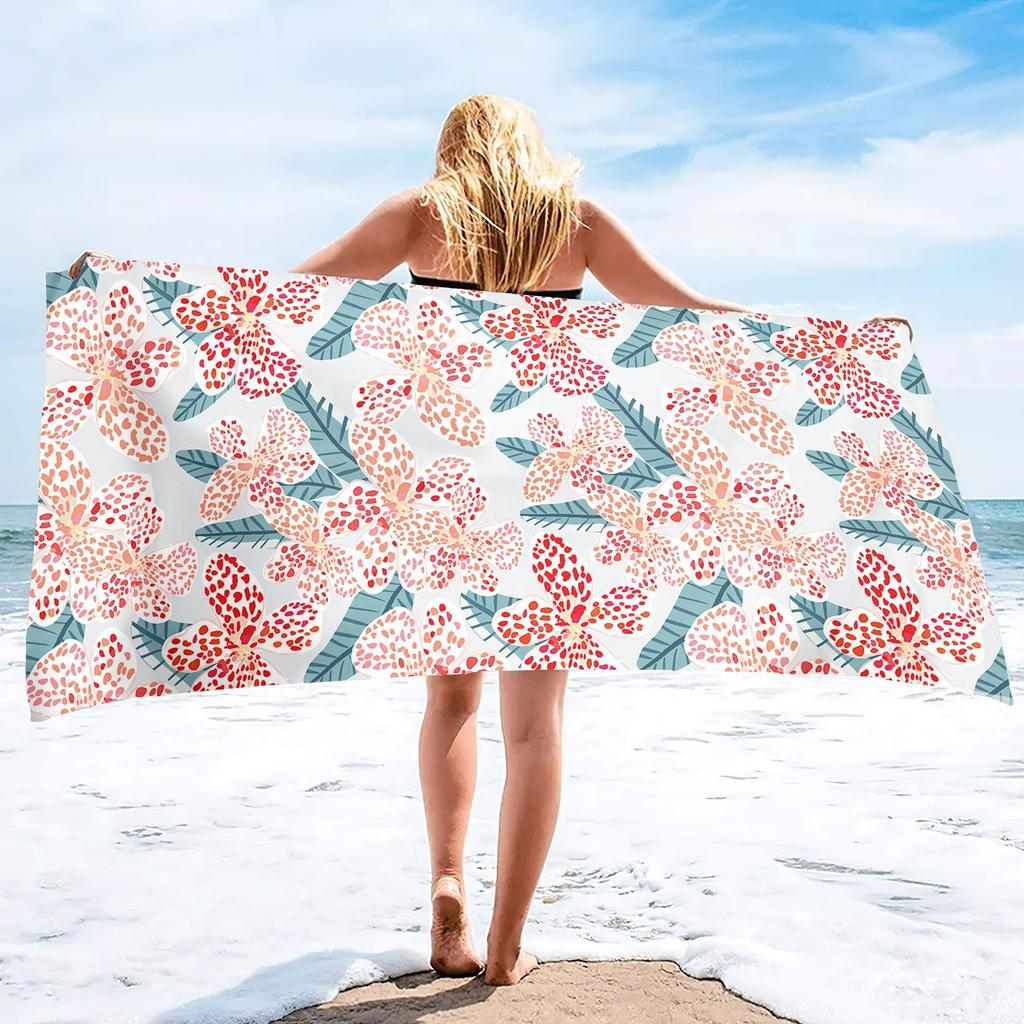 Tropisches Monstera-Blatt bedrucktes Strandtuch Schnelltrocknendes Polyester Badetuch Grünes Palmen-Sandfreies Handtuch für den Sommerurlaub