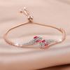 Charm Female Red Green Zircon Stone Snake Bracelet Cute Rose Gold Color Adjustable Wedding Jewelry For Women