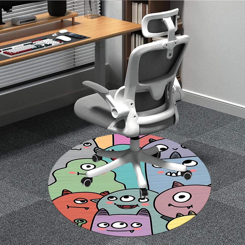 1pc Monster Creatures Office Round Area Rug, Under Office Chairs Bedroom Living Room Home Decor, Room Deco