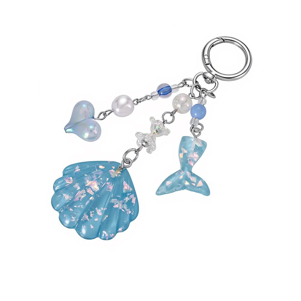 Colorful Sequin Mermaid Phone Charm & Shell Pendant Chain
