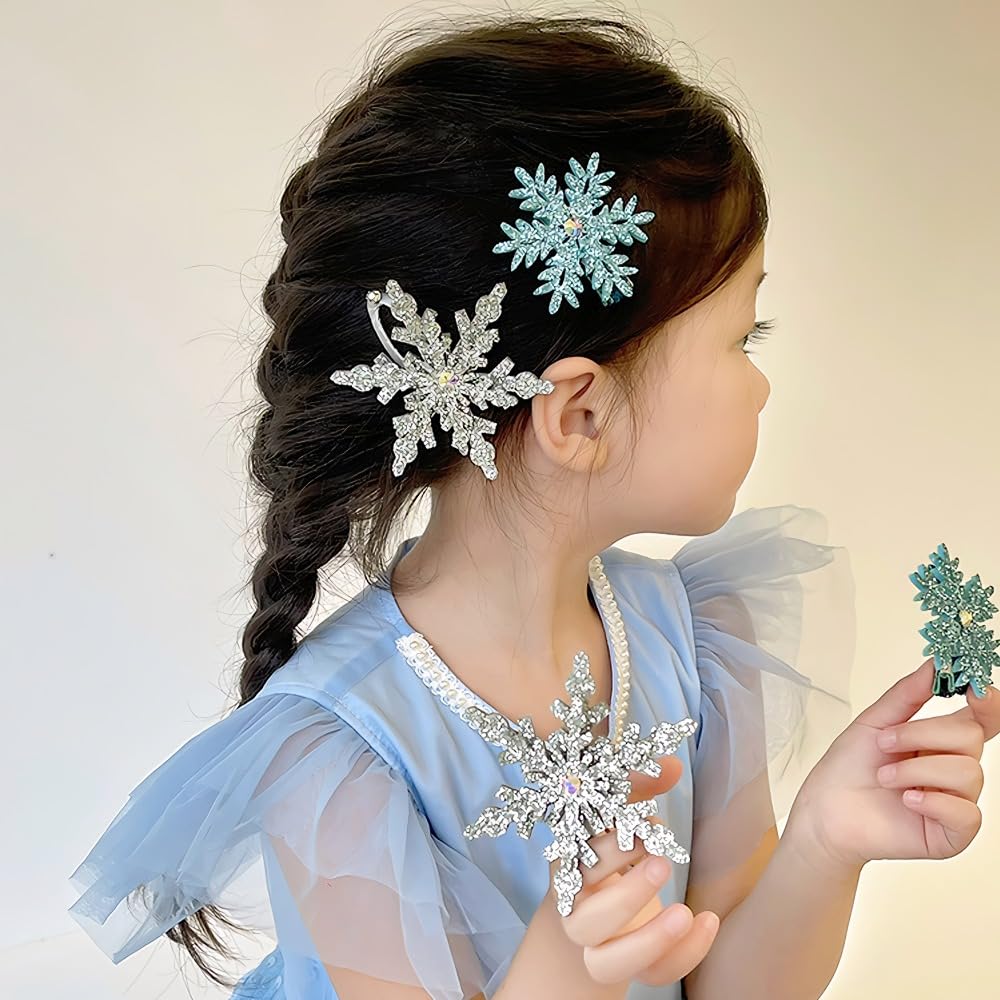 LIANHATA 6-teiliges Haaraccessoire-Set, Eiskönigin Cosplay Schneeflocken-Haarspangen für Kinder und Erwachsene, Perfekt für Weihnachtsfeiern, Schulfeste und