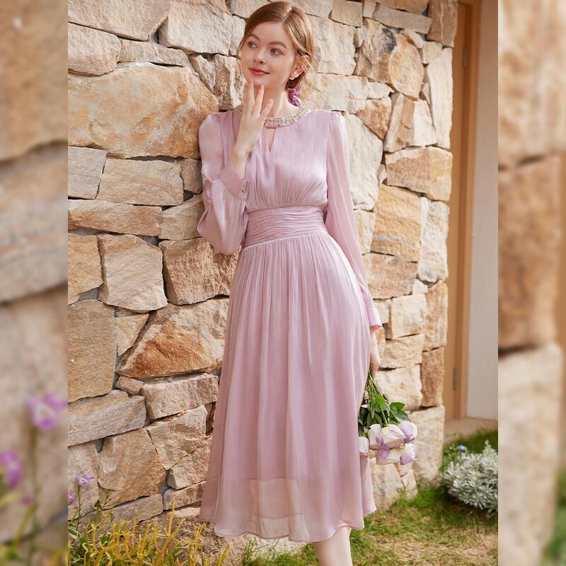 Bailuyu Women s V-Neck Long-Sleeve Solid Maxi Dress XL