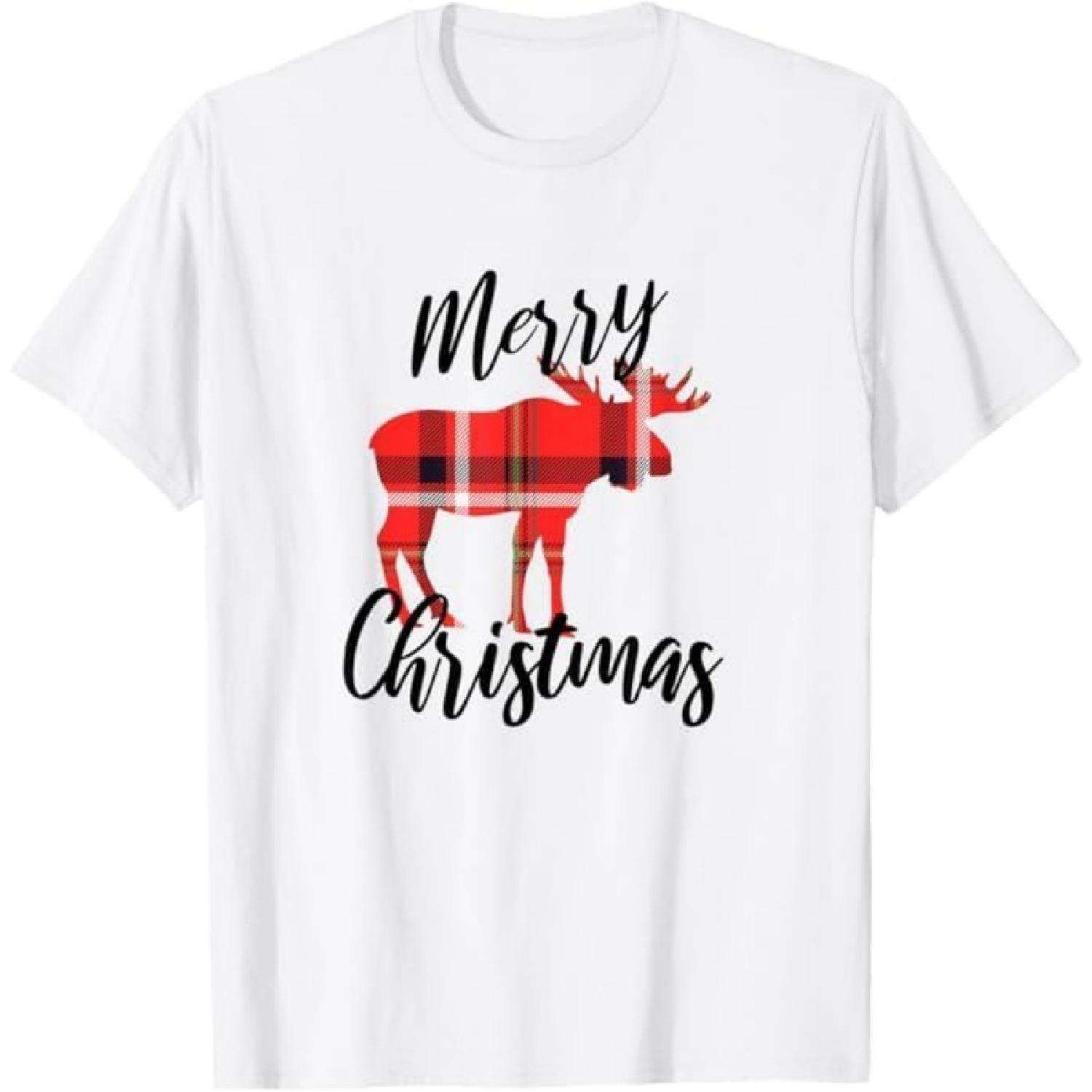 Merry Christmas Christmas Moose T-Shirt TRU Mens Womens Tank Top Sweatshirt Hoodie Longsleeve White S