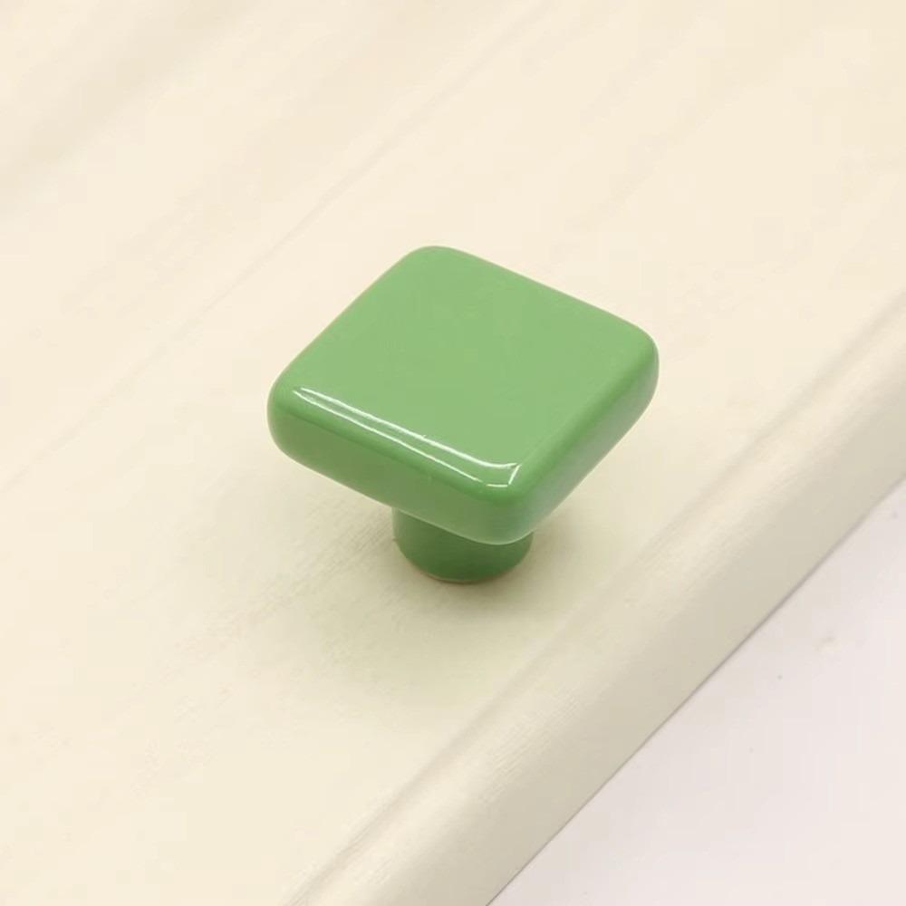 

Cute Retro Ceramic Cabinet Knob Colorful European Style Ceramic Drawer Knob Simple Square Drawer Pull Handles зелений