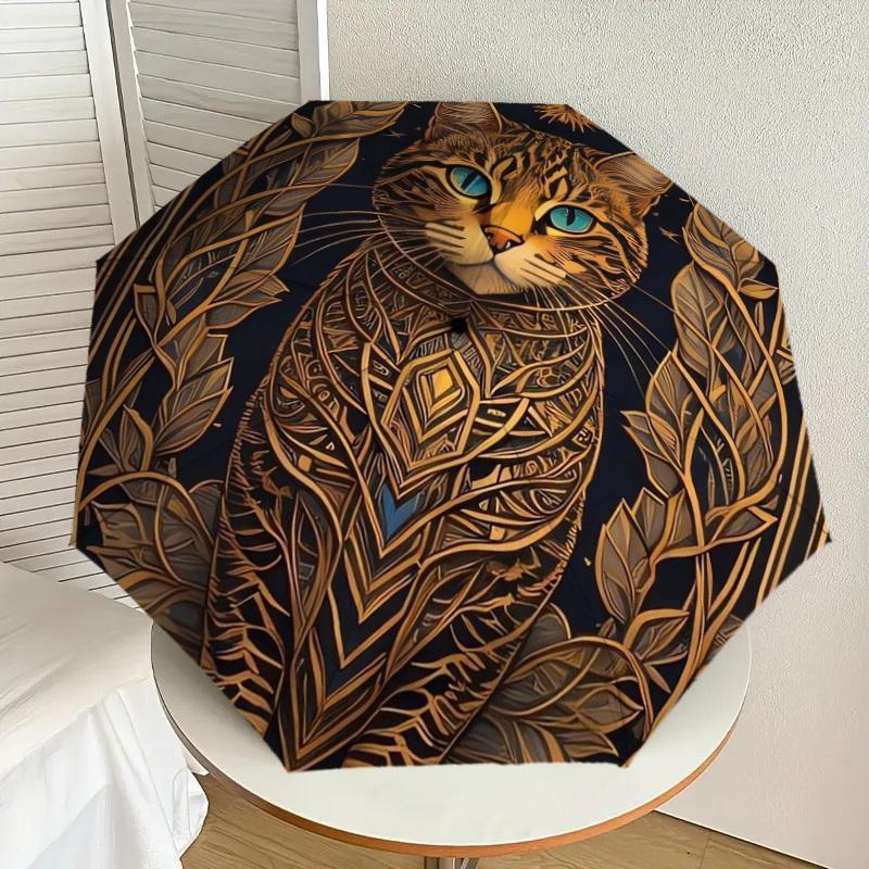 

1pc GoldenFelineArt Umbrella with Plastic Handle,Suitable for All Seasons Home Travel Outdoor UmbrellaDD340