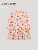 AostaBetty Floral Princess Autumn Dress for Kids - European Style Round Neck Skirt