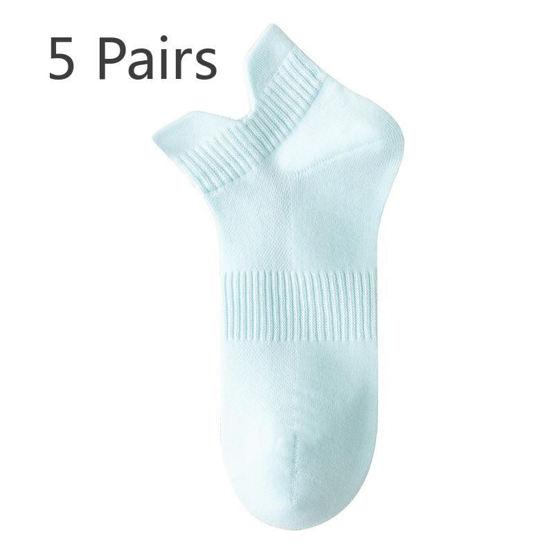 5 Pairs of Women's Summer Thin 7A Antibacterial Deodorant with Solid Color Breathable Socks