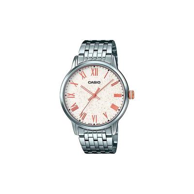 STANDARD Series 50M Waterproof and Versatile Quartz Steel Strap Men's Watch White Dial MTP-TW100D-7A