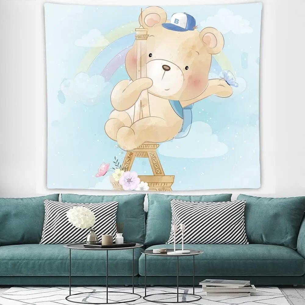 Cartoon Animal Tapestry For Children Boy Girl Bedroom Decoration Birthday Gift Cute Swan Bear Wall Hanging Kawaii Wall Tapestry