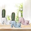 Ceramic Tailless Cat Succulent Pot Cute Kitty Succulent Flower Pot Novelty Cat Planter Funny Cat Flower Pot for Indoor
