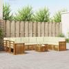 Outdoor Sofa Set 11 Pcs Natural & Cream Solid Acacia Wood