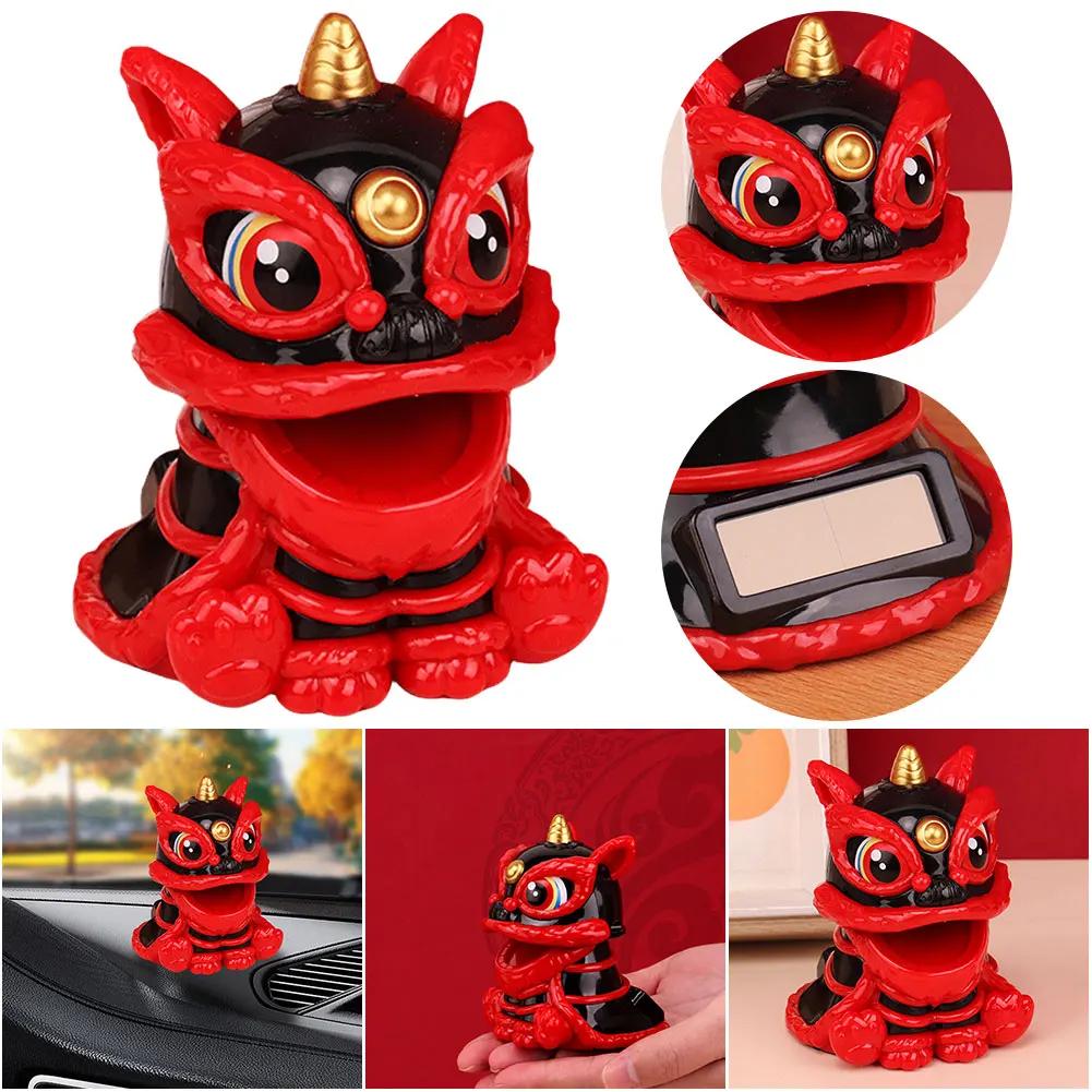 Chinesischer Stil Glücksbringendes Tanzender Löwe Modell Solarbetrieben Hände Schüttelnd Glückskatze Reichtum Winke Figuren Handwerk Heimdekoration