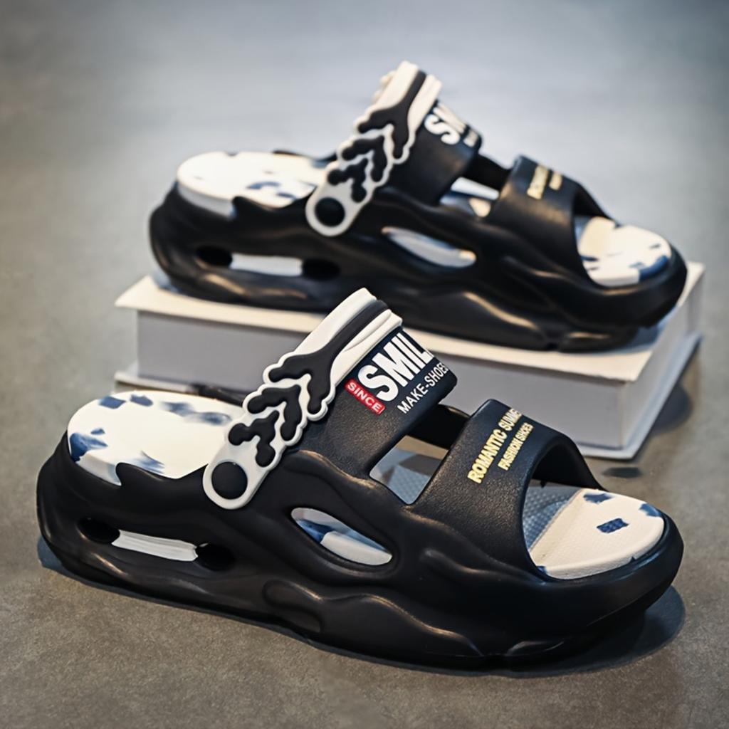 Men's and Women's EVA Sports Sandals&Slippers - Non Slip Casual Letter Printed Round Head Design - Lightweight and Breathable Couple Beach Shoes