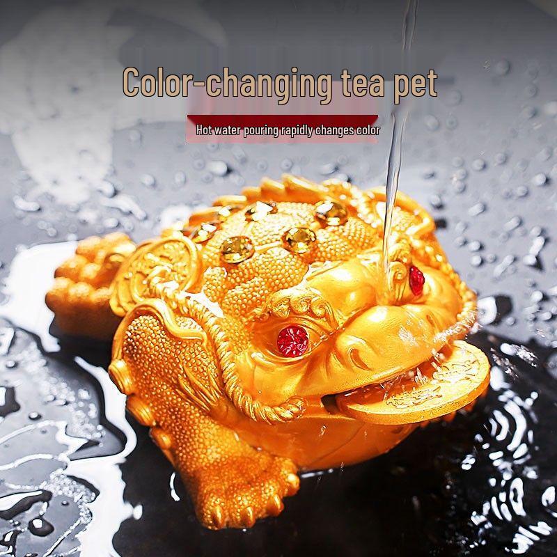 Temperature-Sensitive Color-Changing Golden Toad Tea Pet