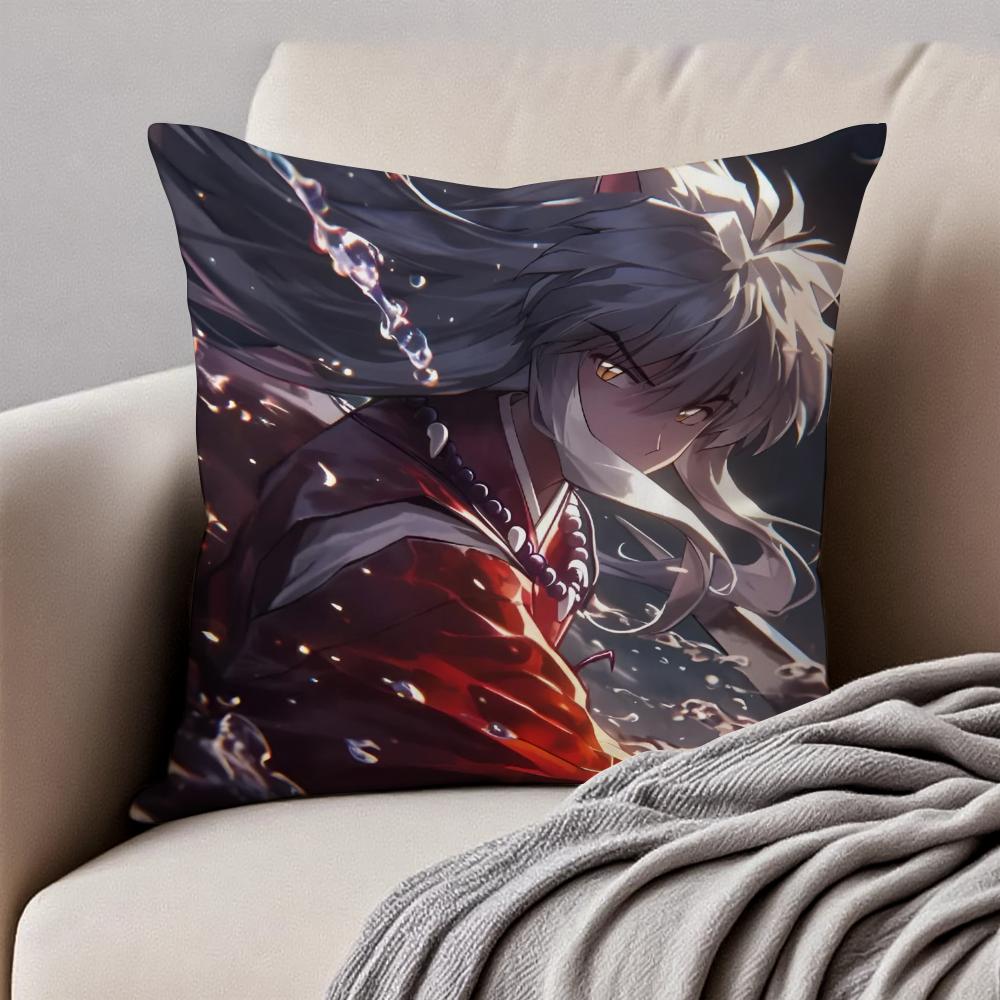 Classic Anime IInuyasha Cushion Cover Pillowcase Antidustmite Invisible Zipper Short Plush Sofa Cushion
