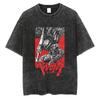 Japanischer Anime Berserk Retro Gewaschenes T-Shirt Herren und Damen Neu Sommer Harajuku Kleidung Lässig Rundhals Kurzärmeliges Oberteil