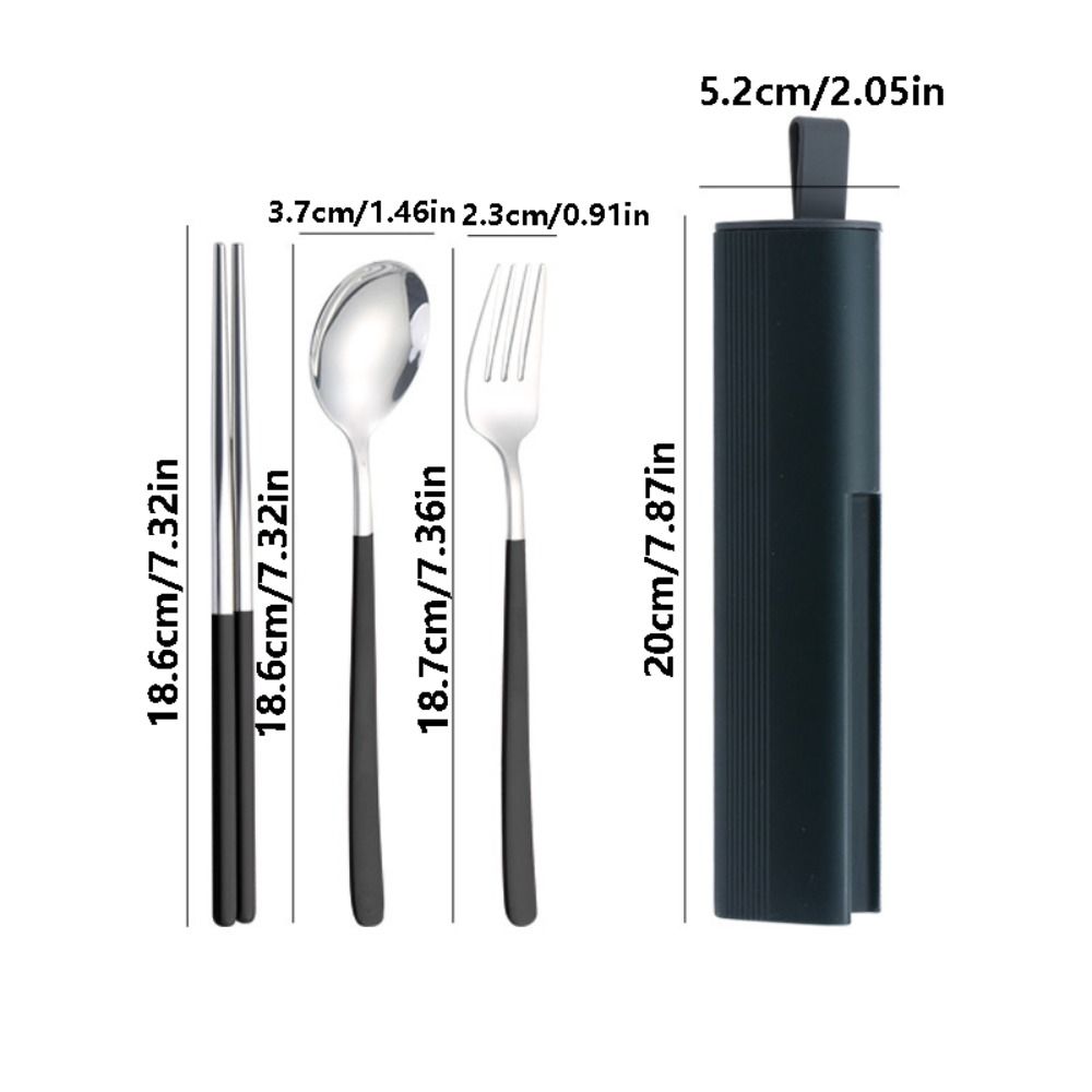 2/3Pcs Pull-out Cutlery Box Stainless Steel Tableware Set  Travel Use