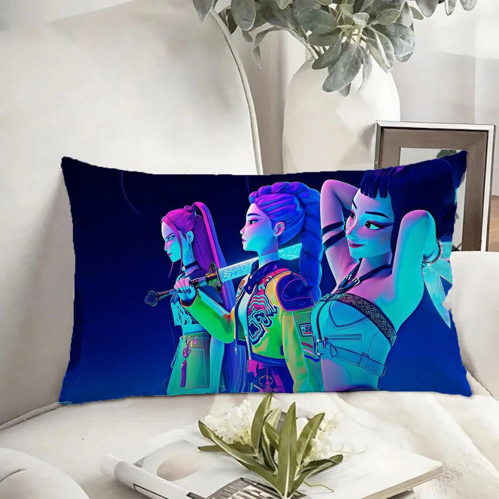 KPop Demon Hunters Anime style pillowcase: colorful star characters, cool patterns, fashionable home decoration