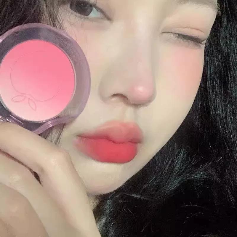 Low Saturation Ebony Rose ~ Gradient Blush Expansion Contractive Color Classy Matte Shimmer Easiest for Match Plain Student Female