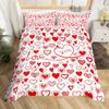Red Love Heart Duvet Cover For Couples,Bow Romantic Bedding Set Valentines Day Loving Hearts Quilt Cover Wedding Comforter Cover