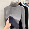 Korean Fashion Women's Insulated Sweater with Collar  Warm Lined Knitted Shirt, Thin Tops, Winter Knitwear, Casual Pullover