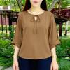 ZANZEA Women Casual Round Neck Solid Color Loose 3/4 Sleeve Blouse