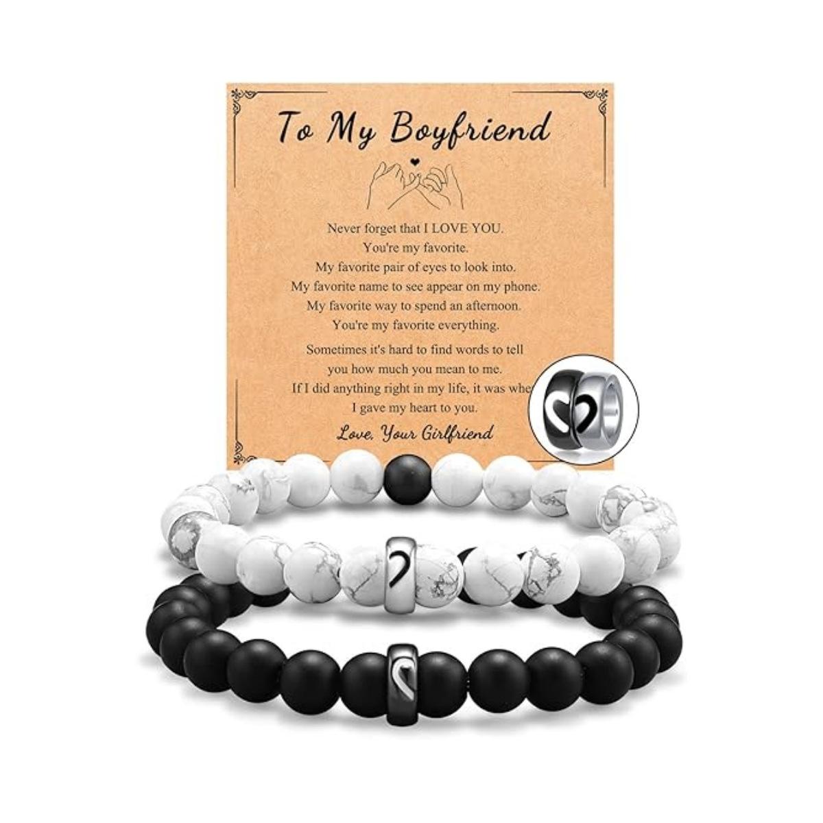 

JYL TS Bracelet Couple Black White Heart Stainless Steel Strengthens Bond boyfriend организации объединенных наций синий