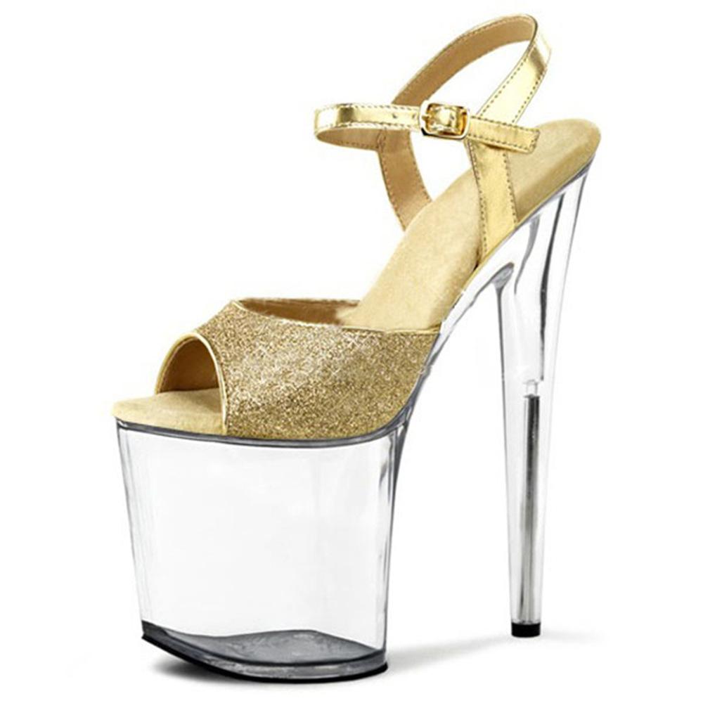 2025 Fashion Sexy Pole Dancing Summer 20cm PVC Women Sandals Thin High Heels Sandals Slip-On Size 34-46