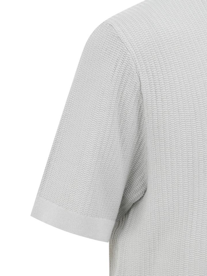 ZIOZIA Men'S Washable Miracle Vertical Knit Short Sleeve Sweater_Light Gray