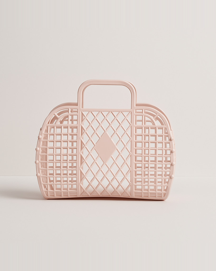 Large-Capacity Bag Hollow Jelly Beach Holiday Portable Tote Bag Reusable And Easy To Clean Plastic Portable Bath Basket