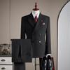 Men's High-End Double-Breasted Wedding Suit - Slim Fit, Professional Formal Wear, Versatile Fashion