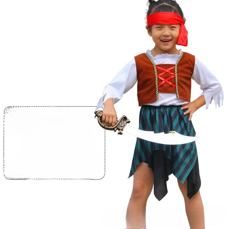 Halloween Cos Costume Children Pirate Clothes Party Costume Caribbean Pirate Captain Jack Dress Up