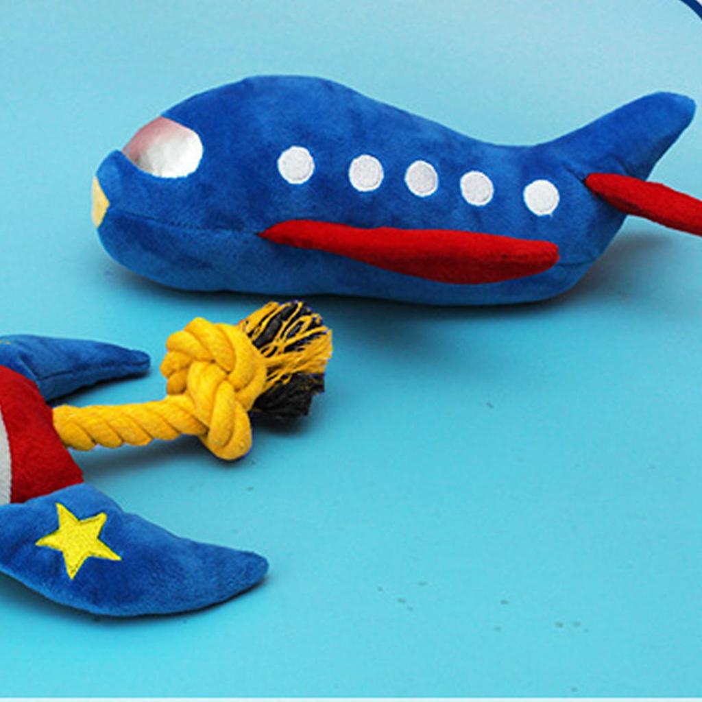 Jouet à mâcher en peluche pour animaux de compagnie, avion, résistant aux morsures, couineur, interactif, réducteur d'anxiété pour chats et chiens