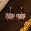 Medieval vintage ethnic wind diamond-encrusted geometric earrings, temperament versatile high-end earrings, medieval diamond-encrusted earrings
