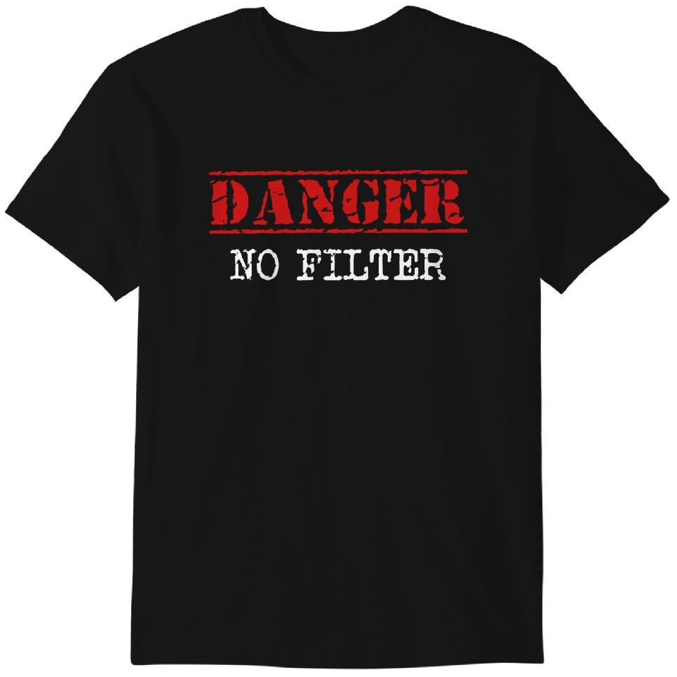 

Осторожно Без фильтра Предупреждающий знак Смешная футболка Классическая футболка 4XL