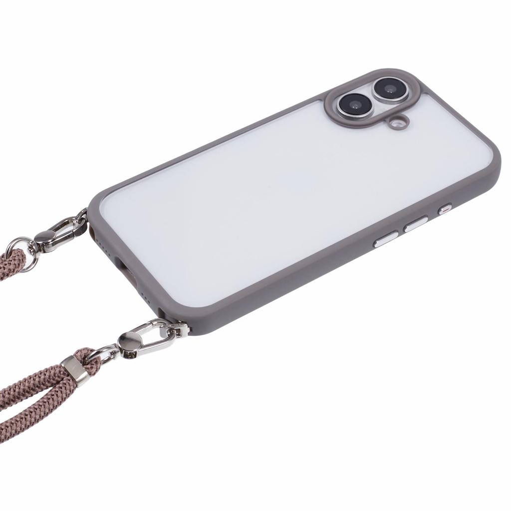 For iPhone 16 Plus Case TPU+PC Crystal Clear Back Cover with Lanyard