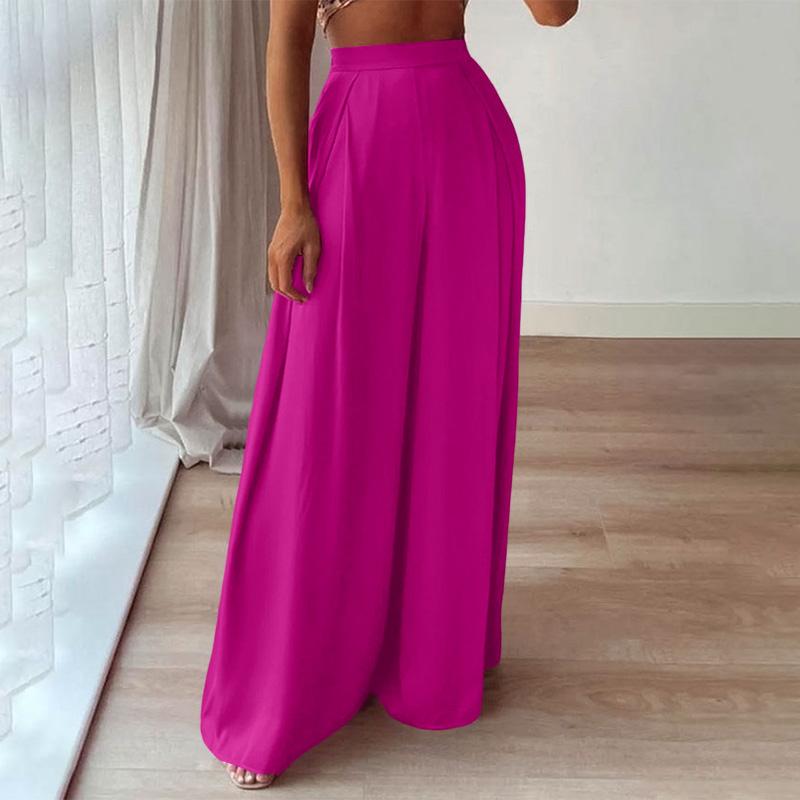 

Женские повседневные брюки ZANZEA с эластичной резинкой на спине и широкими штанинами S кларет