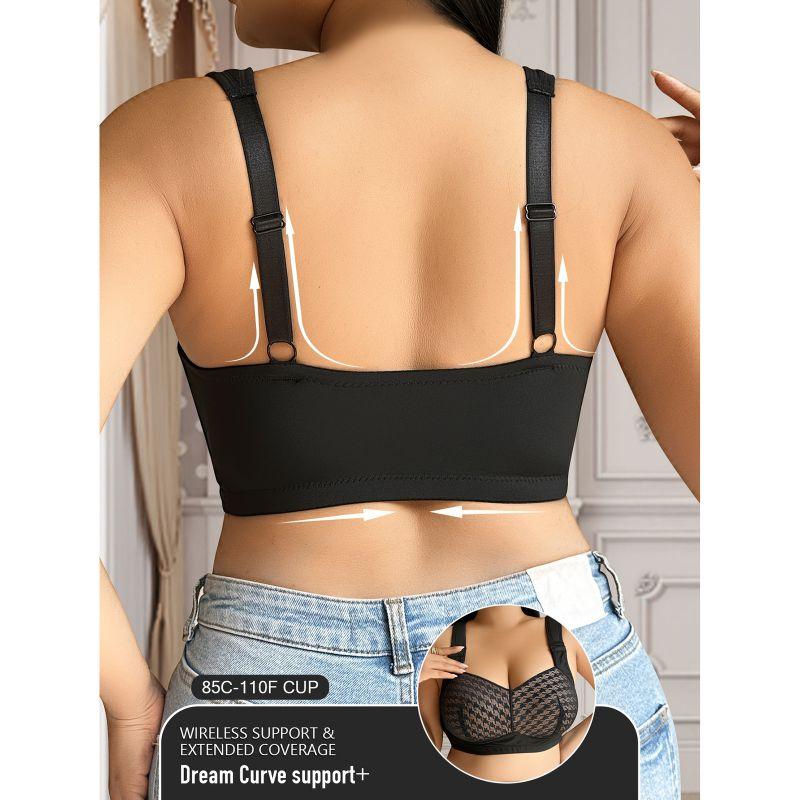 Ladies Plus Size Bra Women Adjustable Strap Gathering Bra