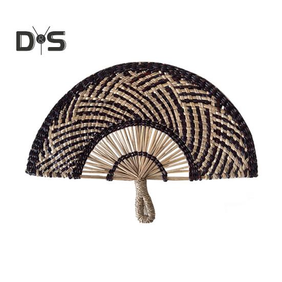

Веер ручной работы из соломы, веер из натуральной морской травы и рафии, полукруглый плетеный веер из пальмовых листьев, летний охлаждающий веер, украшение для свадебной вечеринки